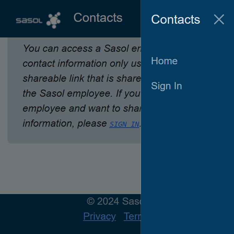 Screenshot of the 'Sign In' link on the navigation menu